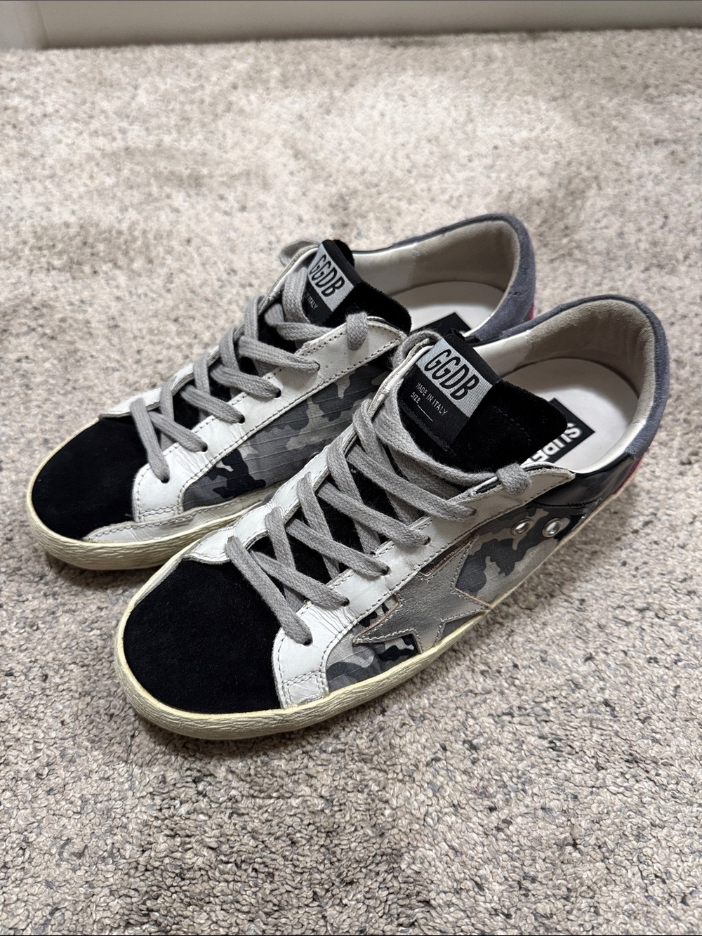 Golden Goose Superstar Sneakers – Women’s Size 9 (Black/Gray Camo)
